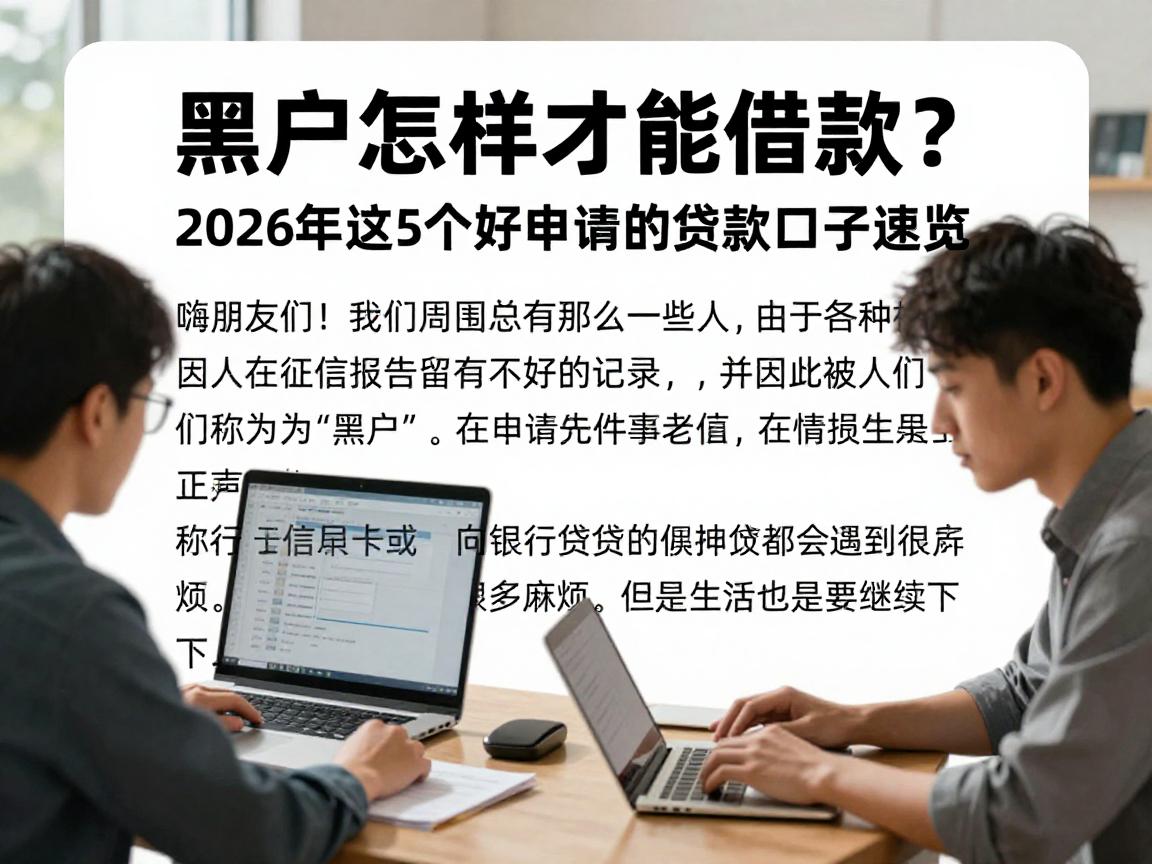 黑户怎样才能借款?2026年这5个好申请的贷款口子速览!