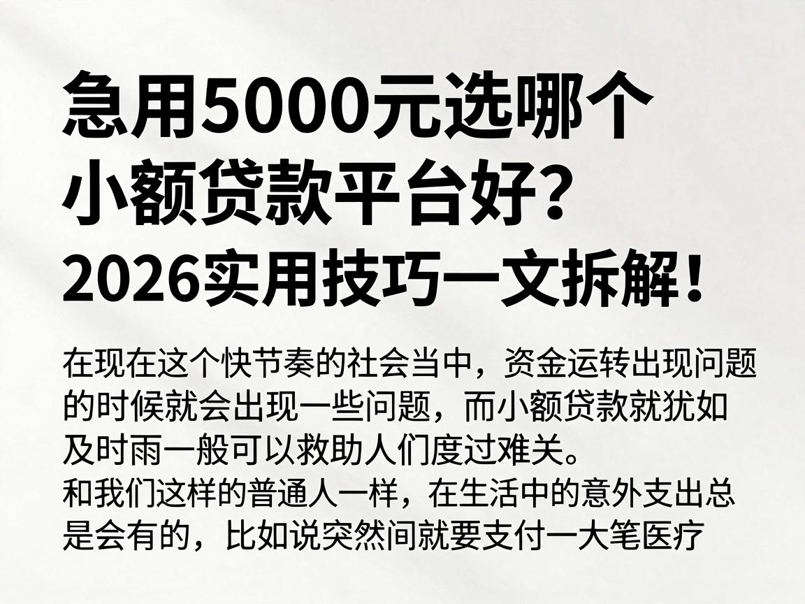 急用5000元选哪个小额贷款平台好？2026实用技巧一文拆解！