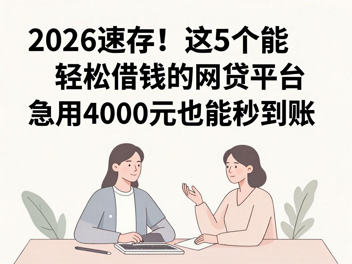 2026速存！这5个能轻松借钱的网贷平台，急用4000元也能秒到账