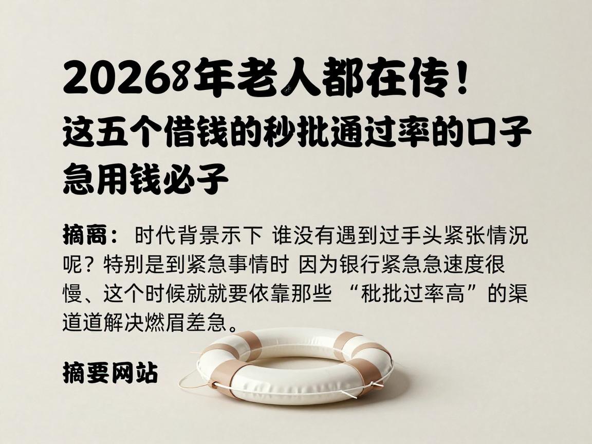2026年老人都在传!这五个借钱3000的秒批通过率高的口子,急用钱必看