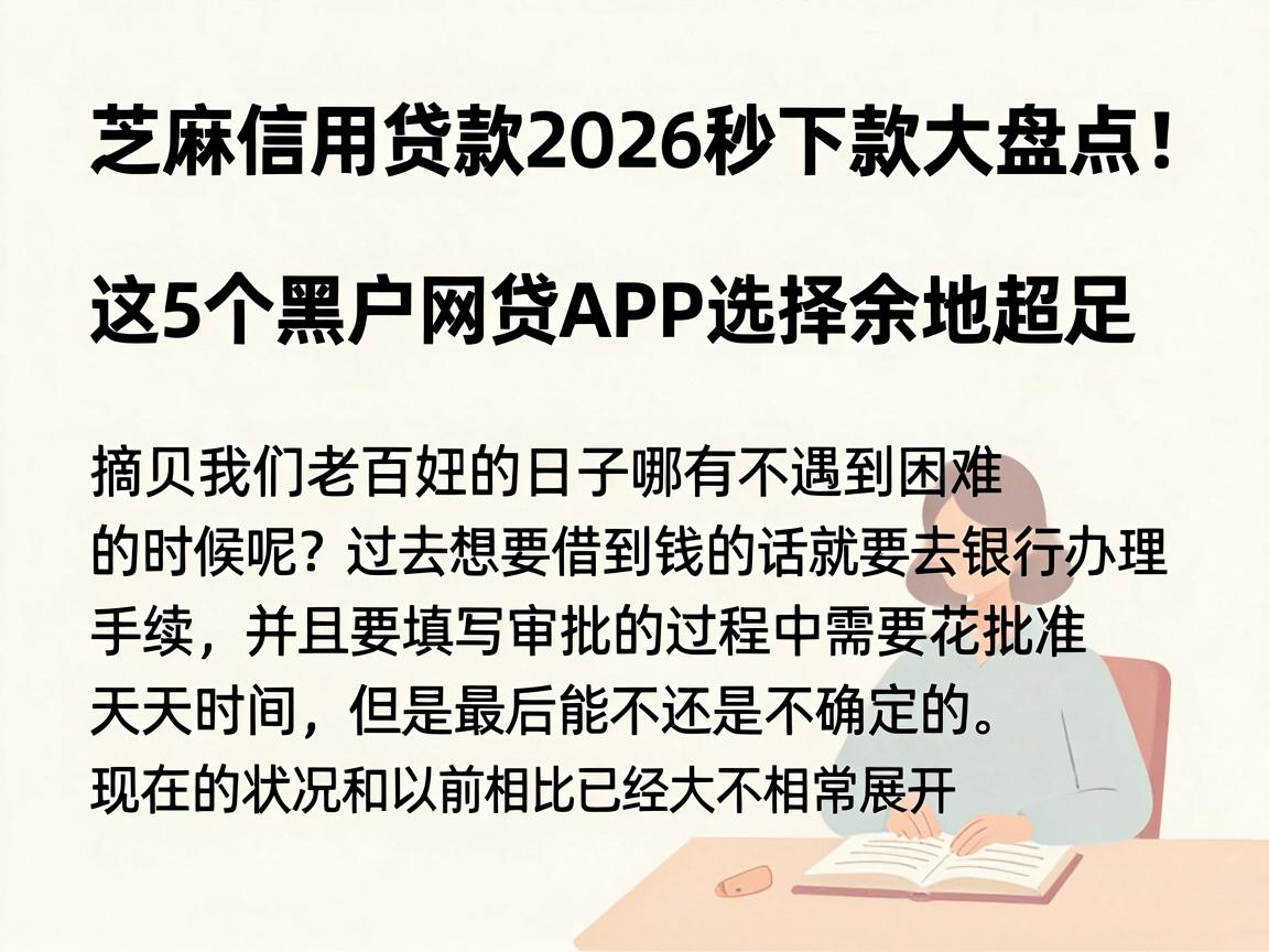 芝麻信用贷款2026秒下款大盘点!这5个黑户网贷APP选择余地超足