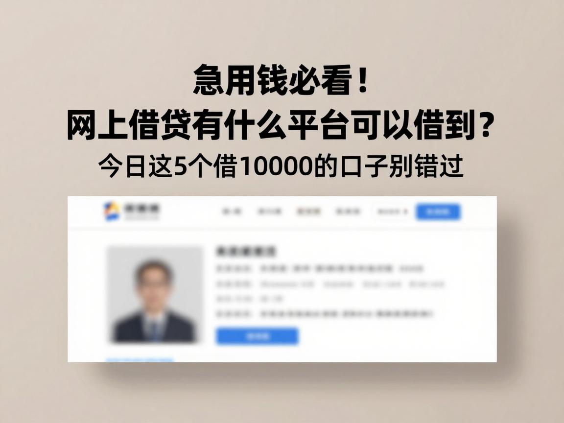 急用钱必看!网上借钱有什么平台可以借到?今日这5个借10000的口子别错过