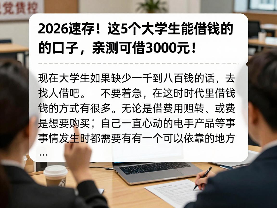 2026速存!这5个大学生能借钱的口子,亲测可借3000元!