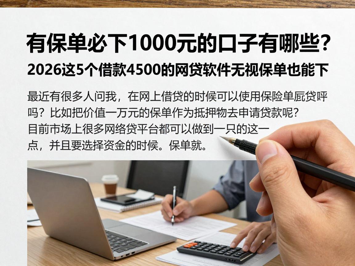 有保单必下1000元的口子有哪些？2026这5个借款4500的网贷软件无视保单也能下