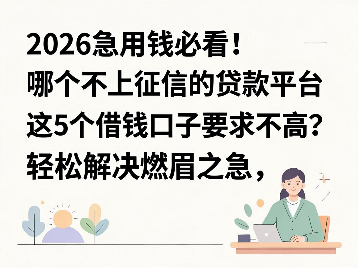2026急用钱必看!哪个不上征信的贷款平台靠谱?这5个借钱口子要求不高,轻松解决燃眉之急