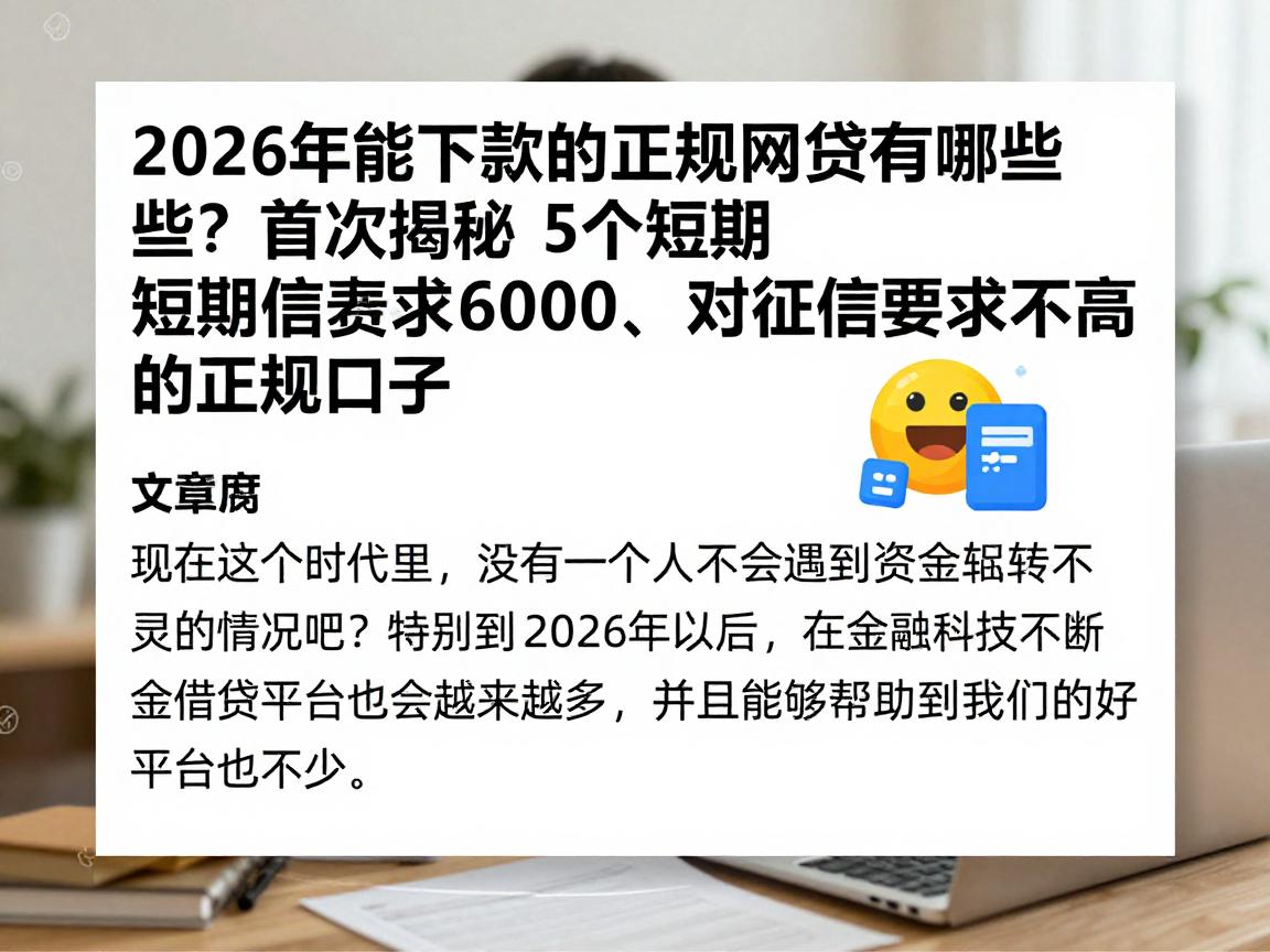 2026年能下款的正规网贷有哪些？首次揭秘这5个短期借款6000、对征信要求不高的正规口子