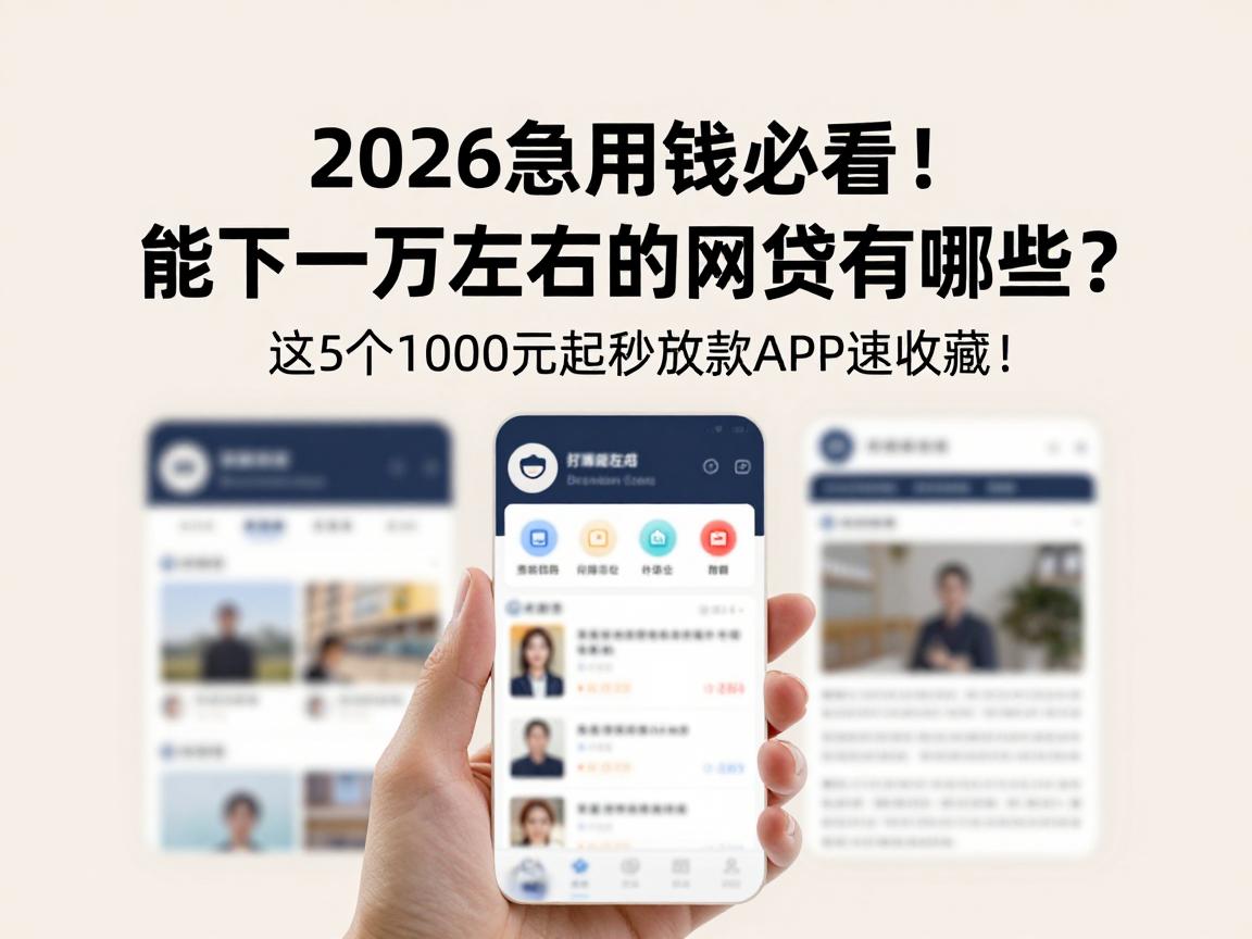2026急用钱必看!能下一万左右的网贷有哪些?这5个1000元起秒放款APP速收藏!