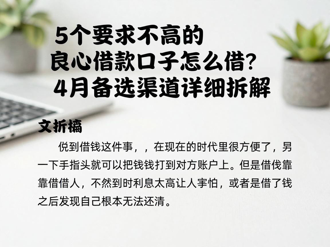 5个要求不高的良心借款口子怎么借?4月备选渠道详细拆解