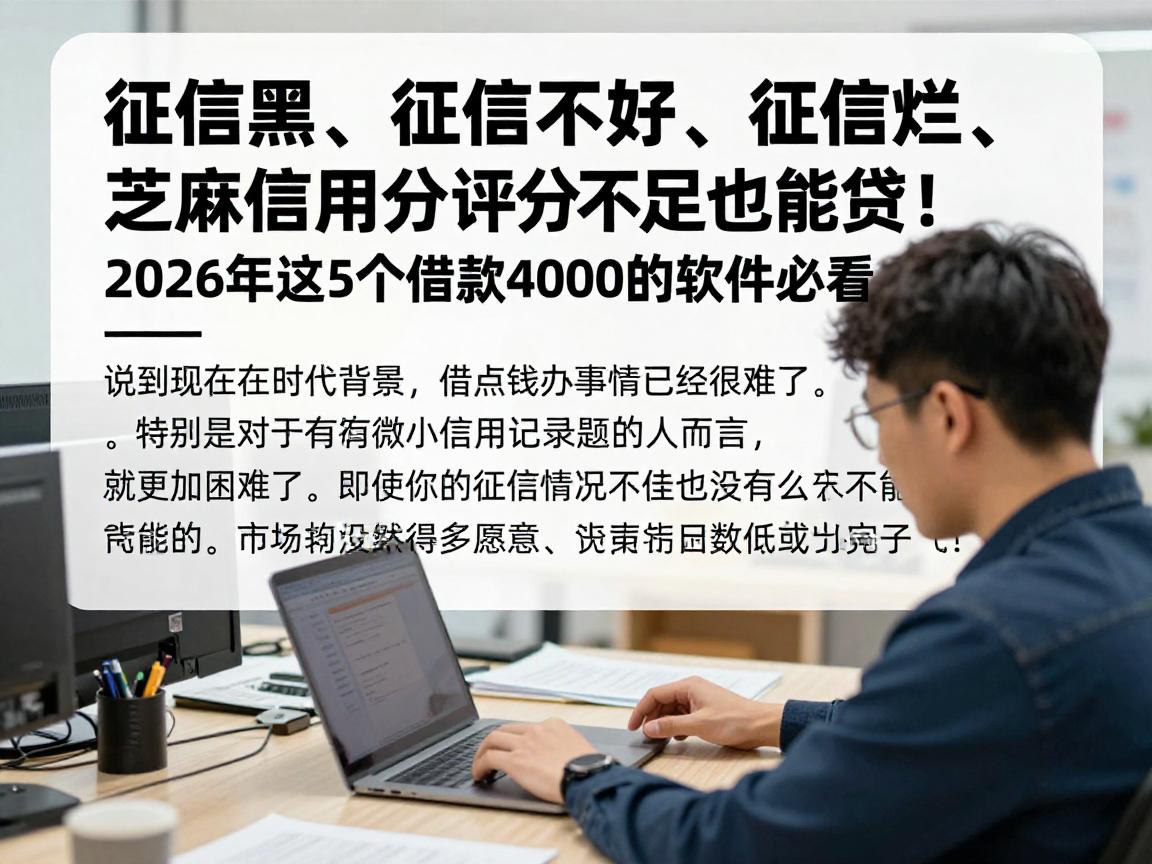 征信黑、征信不好、征信烂、芝麻信用分评分不足也能贷!2026年这5个借款4000的软件必看