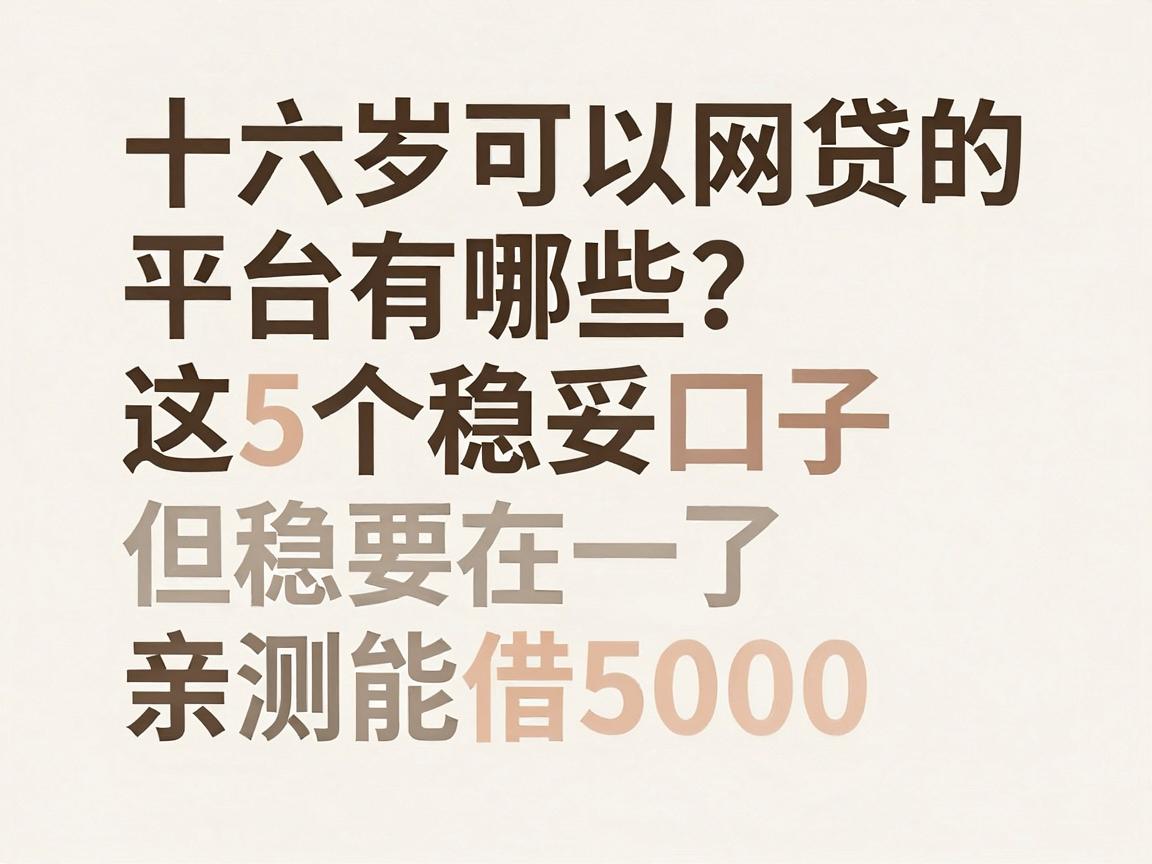 十六岁可以网贷的平台有哪些？这5个稳妥口子亲测能借5000