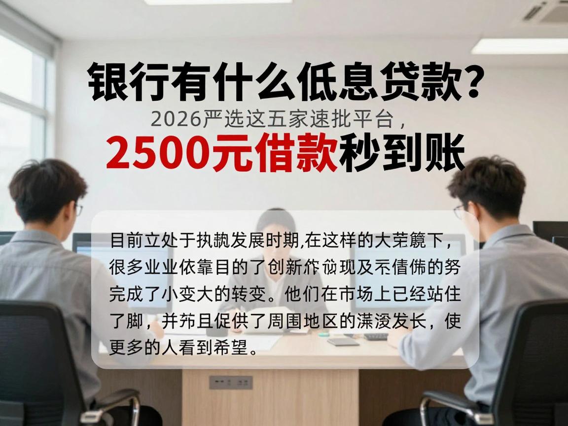 银行有什么低息贷款?2026严选这五家速批平台,2500元借款秒到账