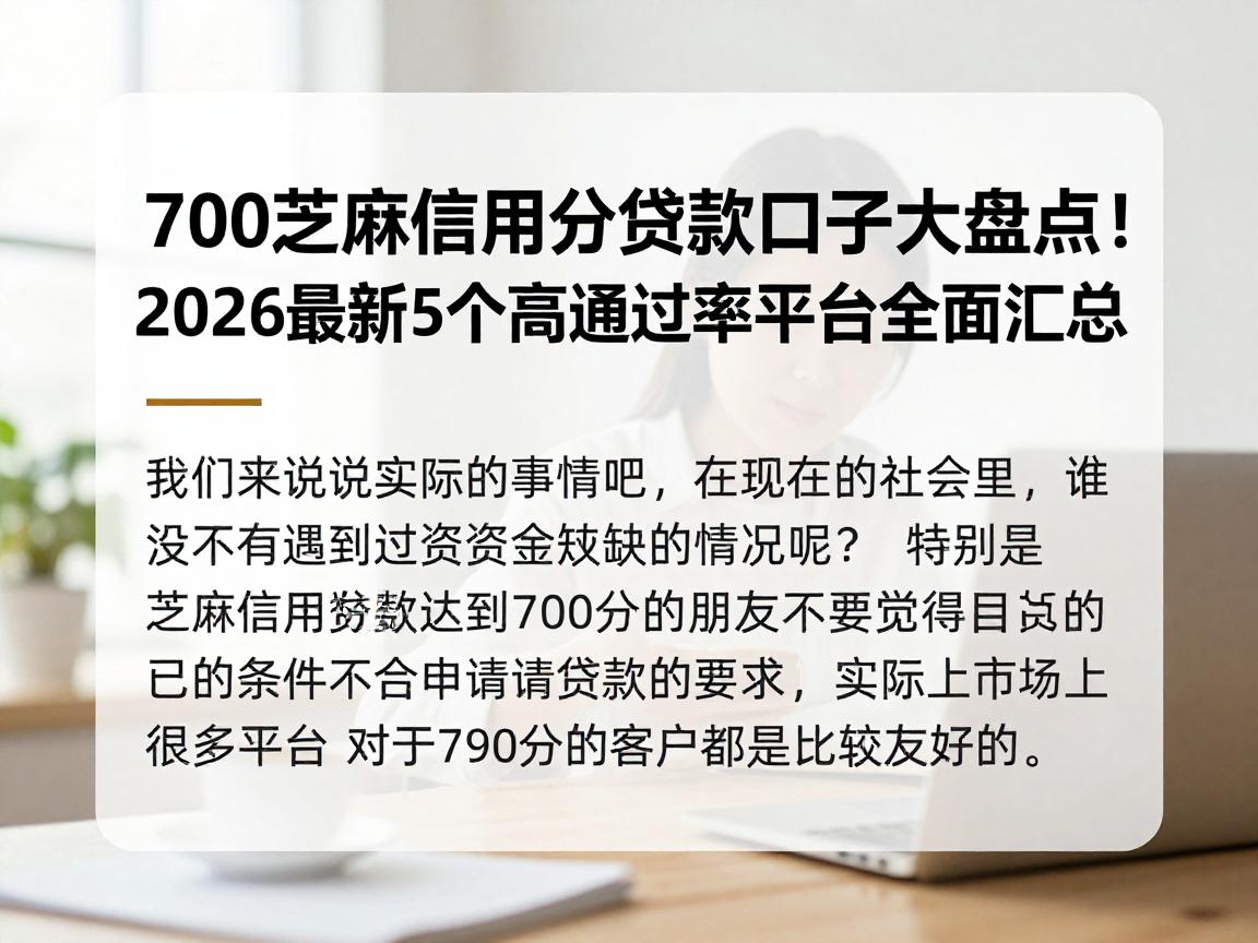 700芝麻信用分贷款口子大盘点!2026最新5个高通过率平台全面汇总