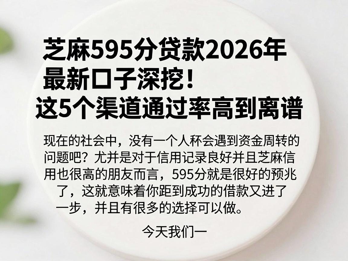 芝麻595分贷款2026年最新口子深挖!这5个渠道通过率高到离谱