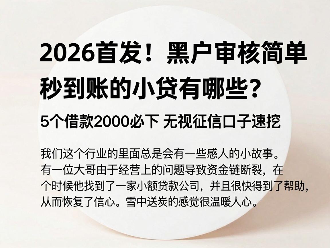 2026首发!黑户审核简单秒到账的小贷有哪些?5个借款2000必下无视征信口子速挖