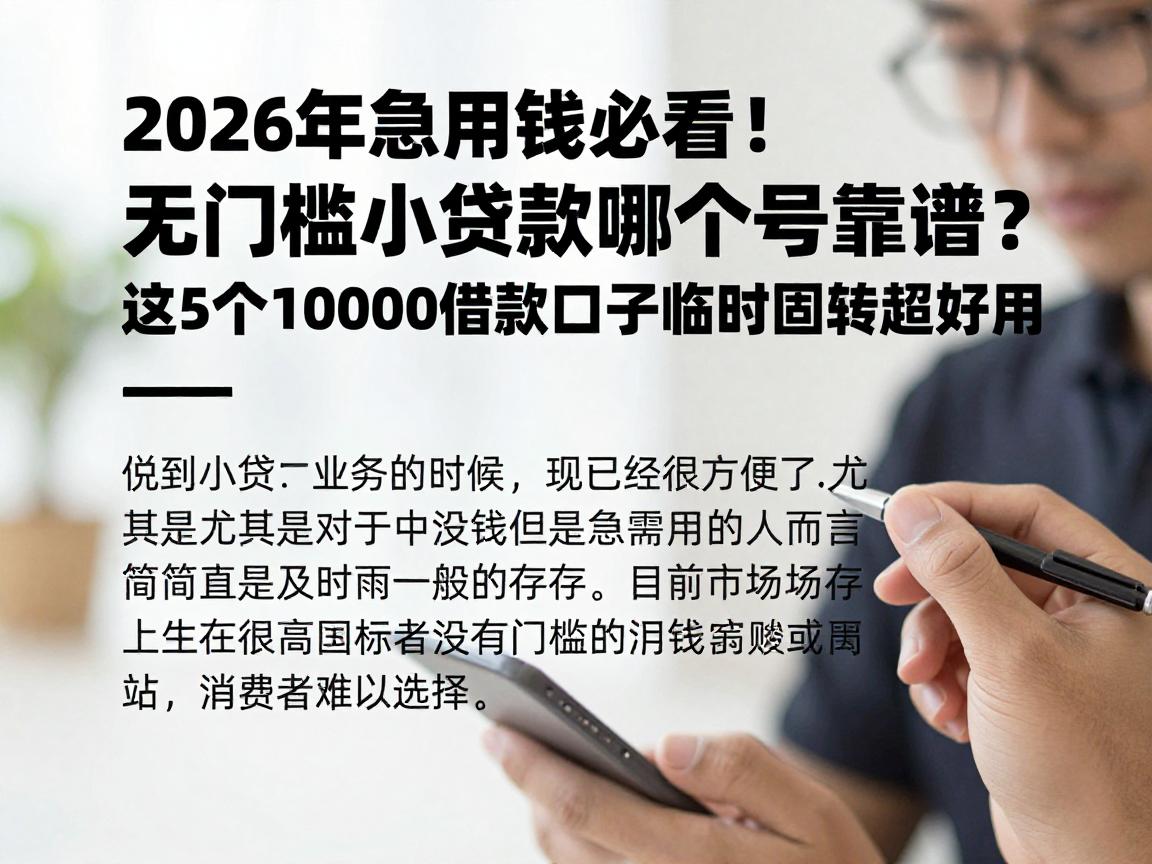 2026年急用钱必看！无门槛小额贷款哪个号靠谱？这5个10000借款口子临时周转超好用