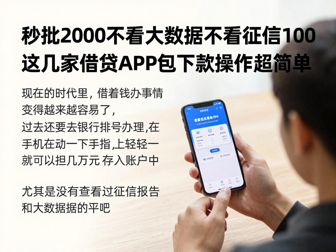 秒批2000不看大数据不看征信100,这几家借钱APP包下款操作超简单