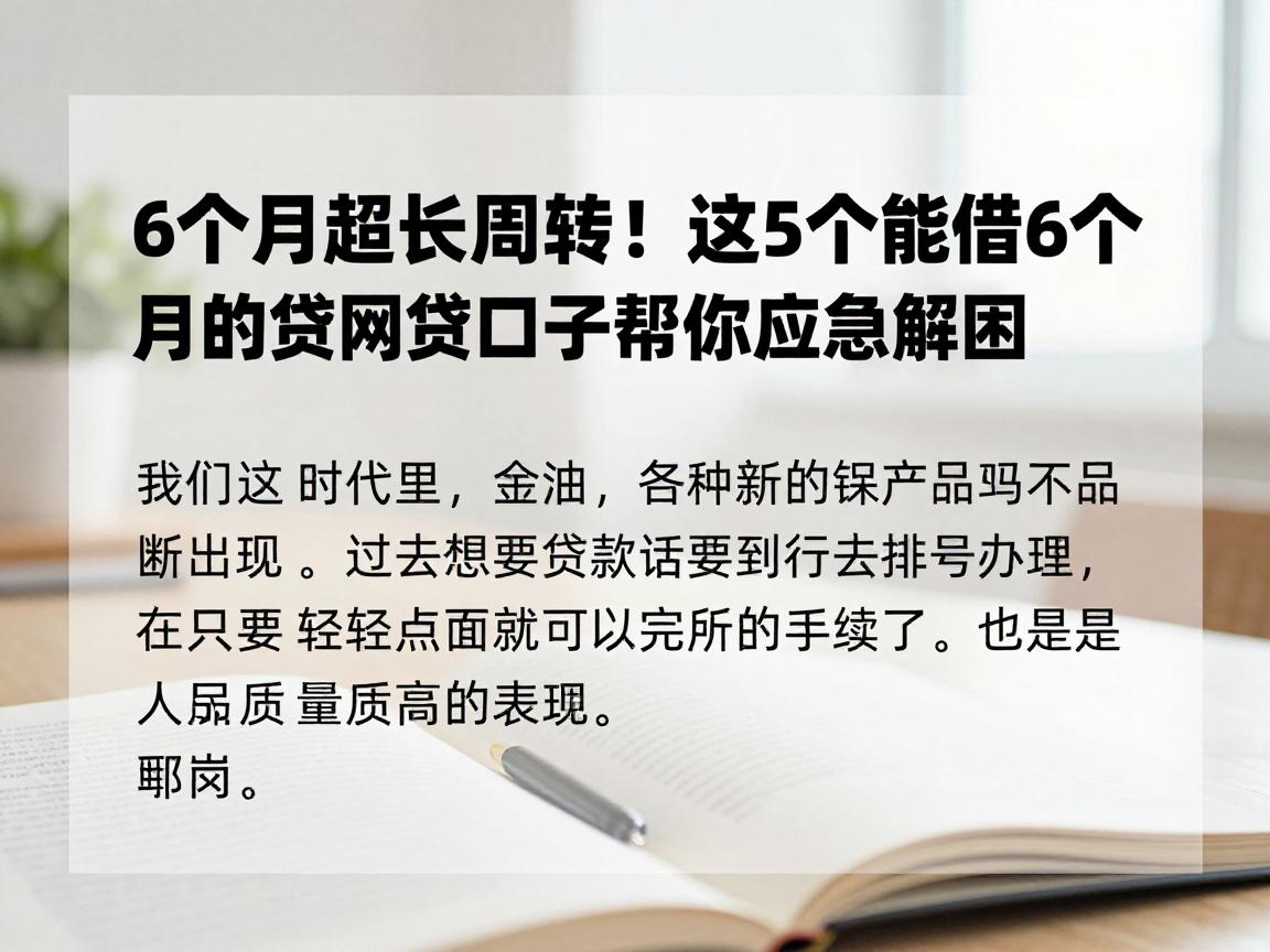 6个月超长周转！这5个能借6个月的贷网贷口子帮你应急解困