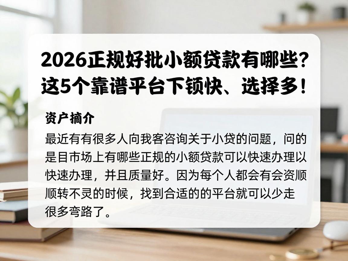 2026正规好批的小额贷款有哪些?这5个靠谱平台下款快、选择多!