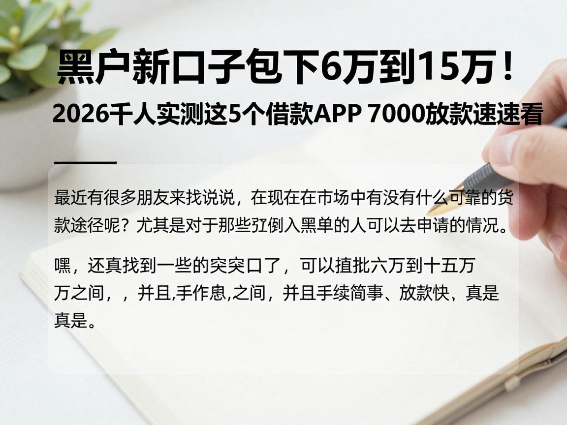 黑户新口子包下6万到15万!2026千人实测这5个借款APP,7000秒放款速看