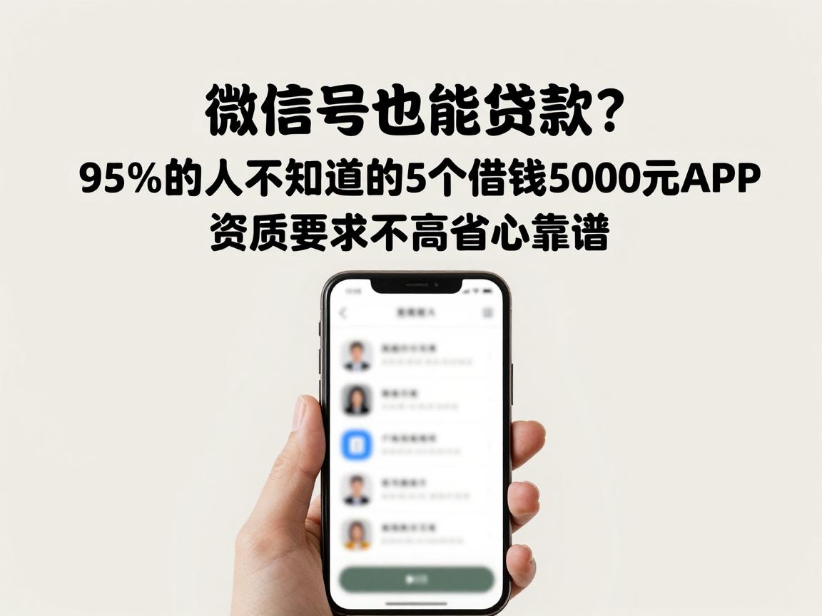 微信号也能贷款？95%的人不知道的5个借钱5000元APP，资质要求不高省心靠谱