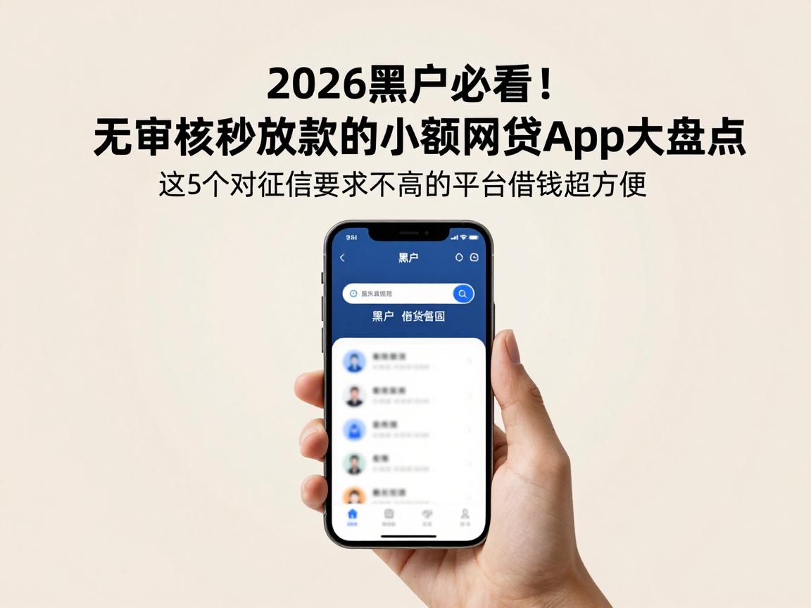 2026黑户必看!无审核秒放款的小额网贷app大盘点,这5个对征信要求不高的平台借钱超方便
