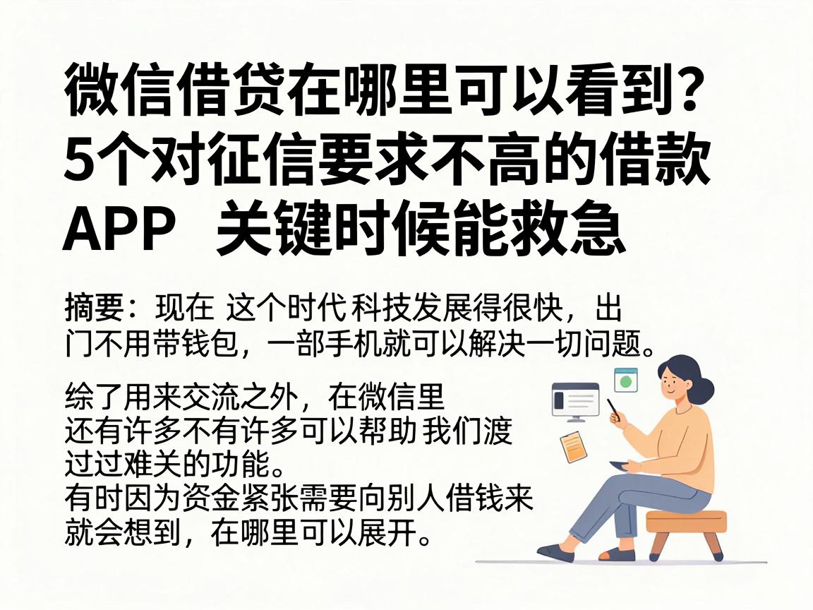微信借贷在哪里可以看到?这5个对征信要求不高的借款APP,关键时候能救急,务必学会