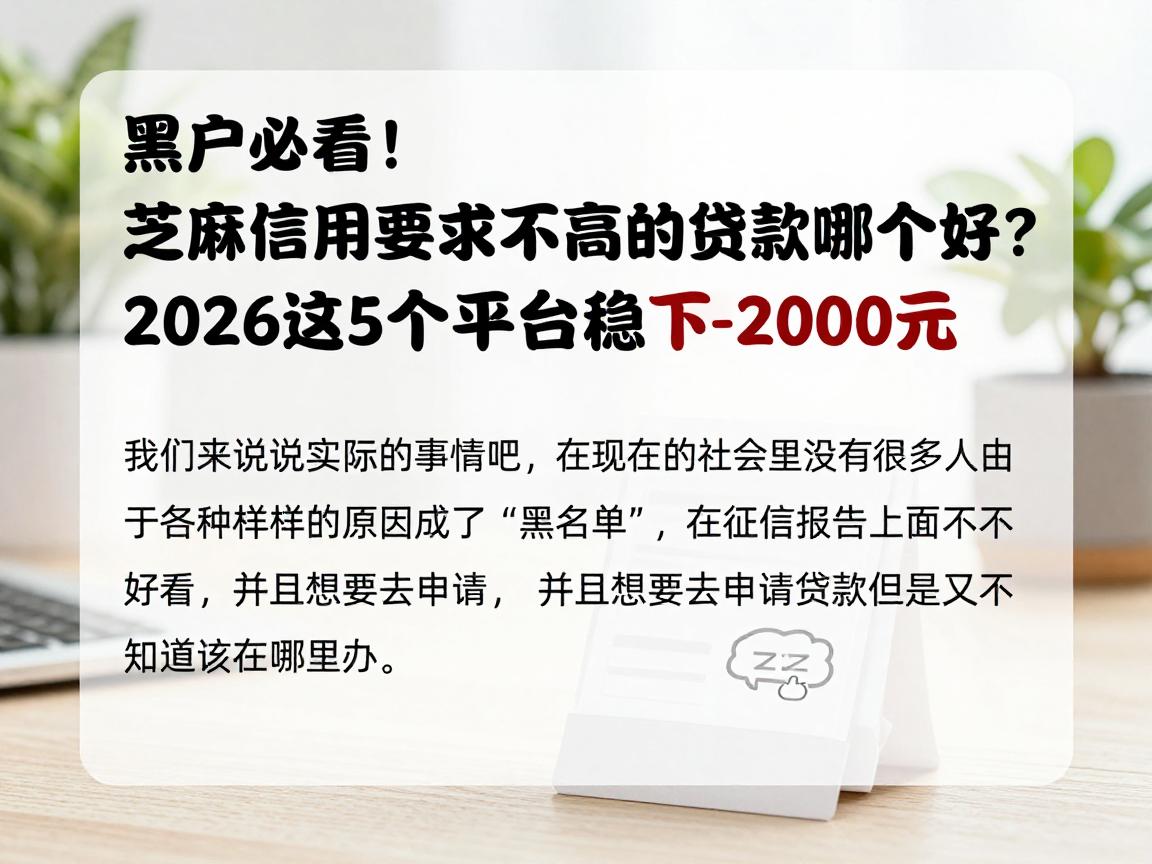 黑户必看!芝麻信用要求不高的贷款哪个好?2026这5个平台稳下2000元