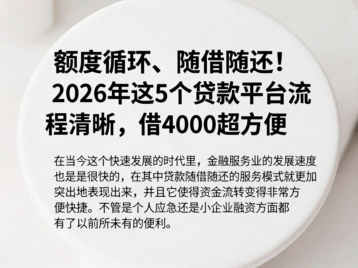 额度循环、随借随还!2026年这5个贷款平台流程清晰,借4000超方便
