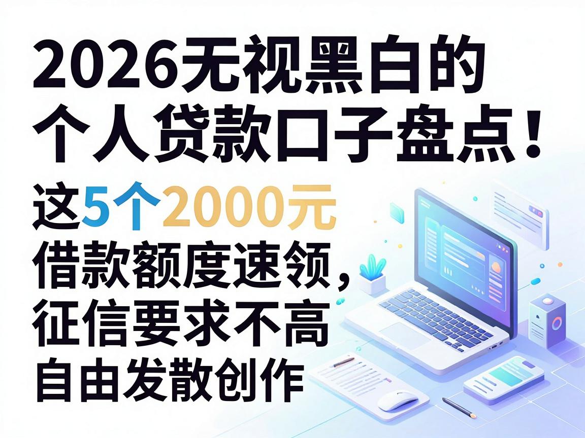 黑白户必看!2026无视黑白的个人贷款口子盘点,这5个2000元借款额度速领,征信要求不高