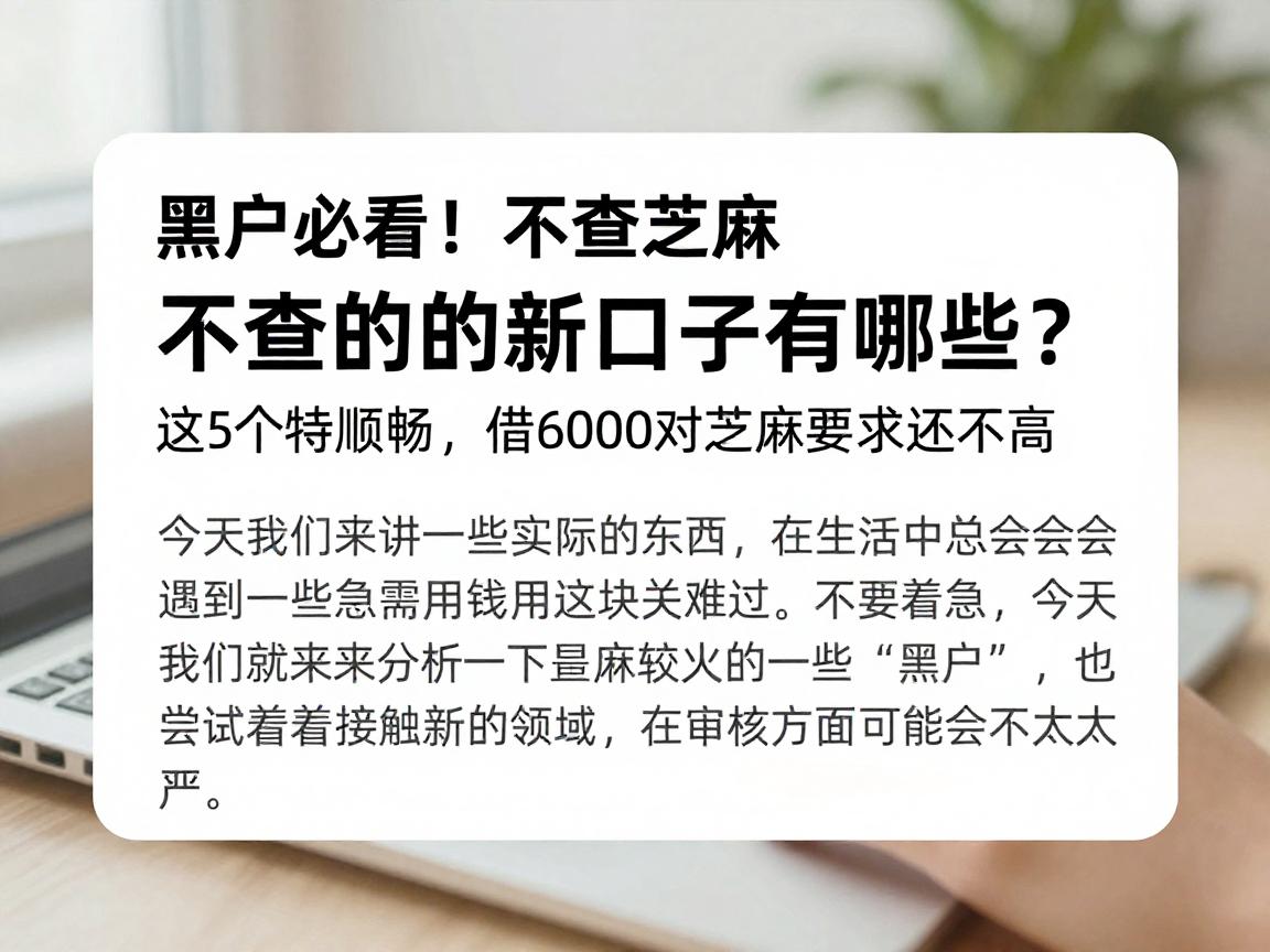 黑户必看！不查芝麻的新口子有哪些？这5个特顺畅，借6000对芝麻要求还不高
