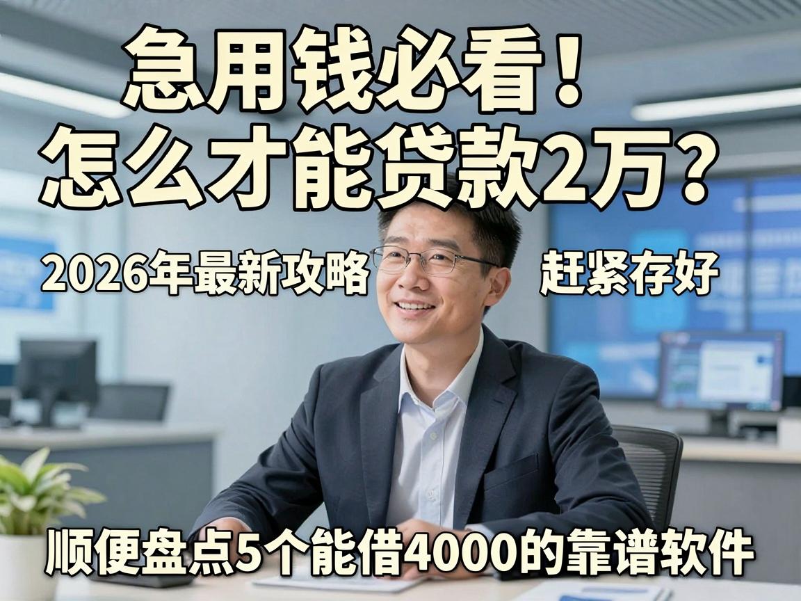 急用钱必看！怎么才能贷款2万？2026年最新攻略赶紧存好，顺便盘点5个能借4000的靠谱软件