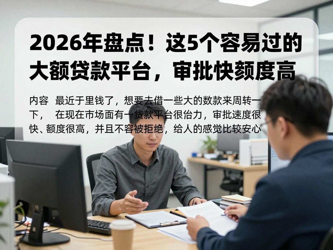 2026年盘点!这5个容易过的大额贷款平台,审批快额度高