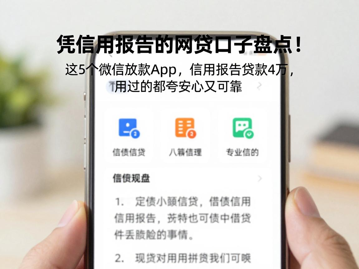 凭信用报告的网贷口子盘点!这5个微信放款App,信用报告贷款4万,用过的都夸安心又可靠