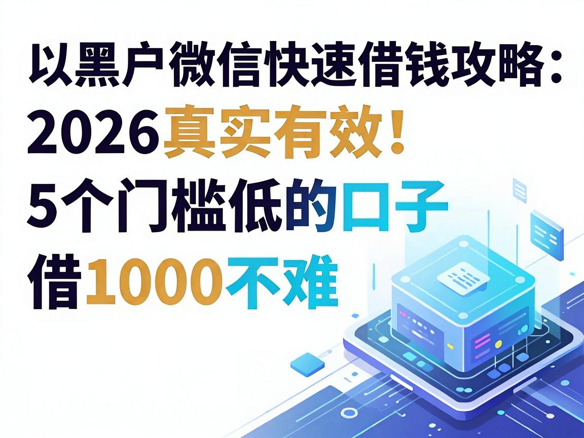 黑户微信快速借钱攻略:2026真实有效!5个门槛低的口子,借1000不难