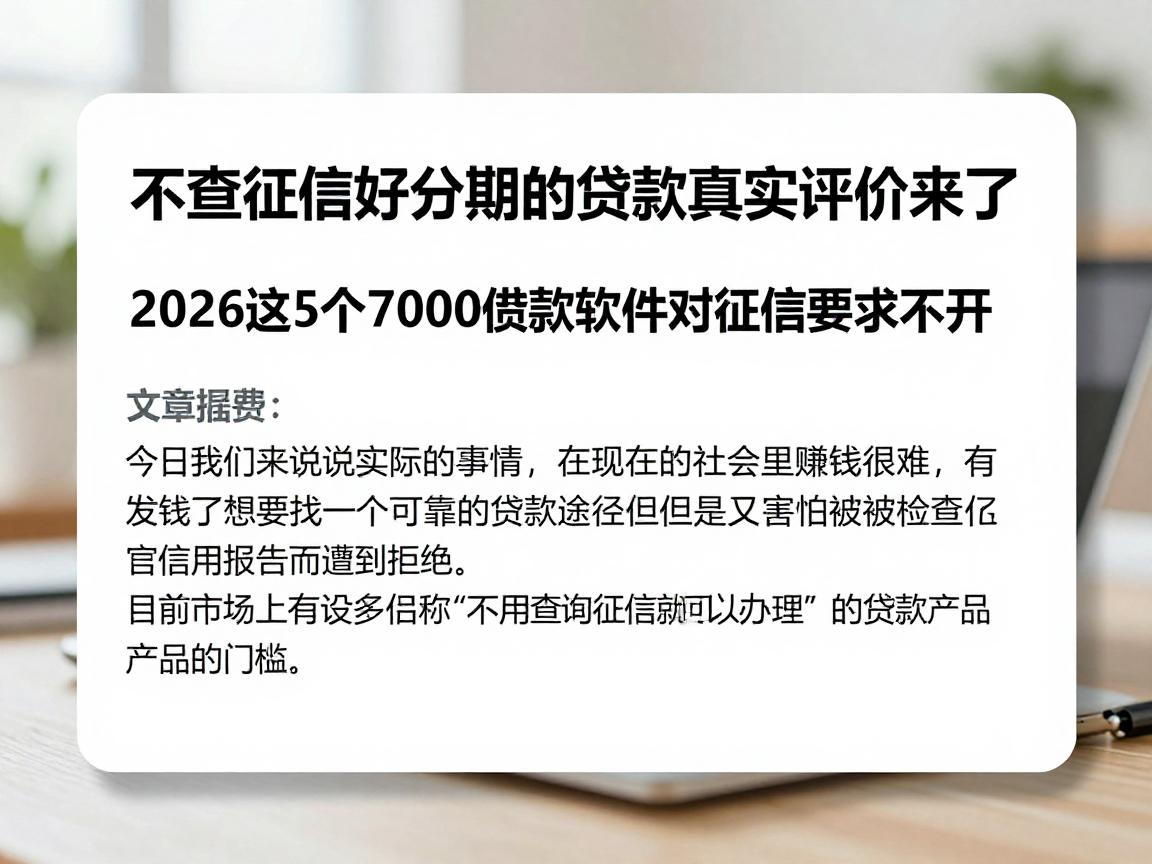 不查征信好分期的贷款真实评价来了!2026这5个7000借款软件对征信要求不高