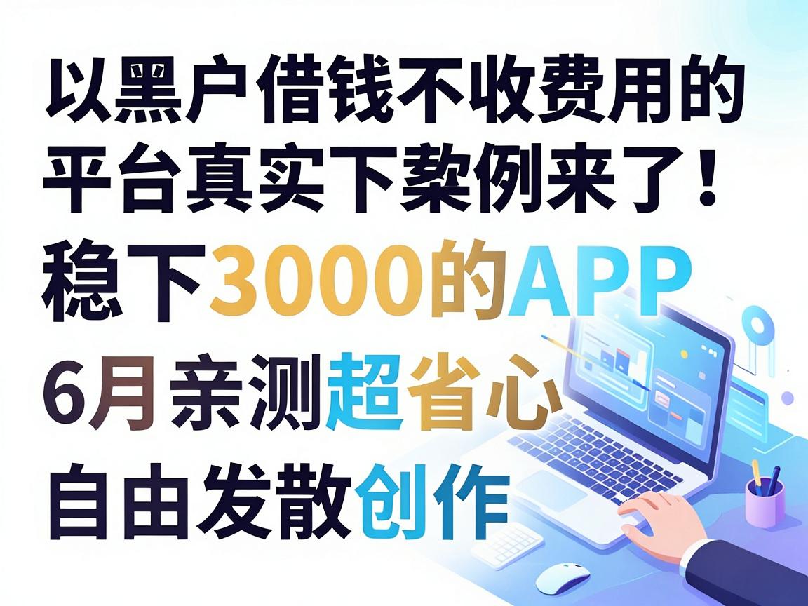黑户借钱不收费用的平台真实下款案例来了!这5个无视黑户稳下3000的APP,6月亲测超省心