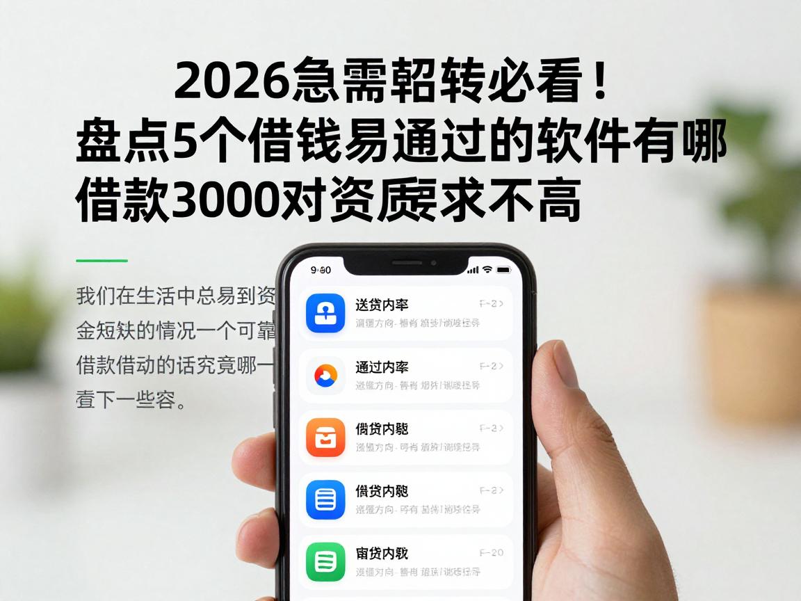 2026急需周转必看！盘点5个借钱容易通过的软件有哪些，借款3000对资质要求不高