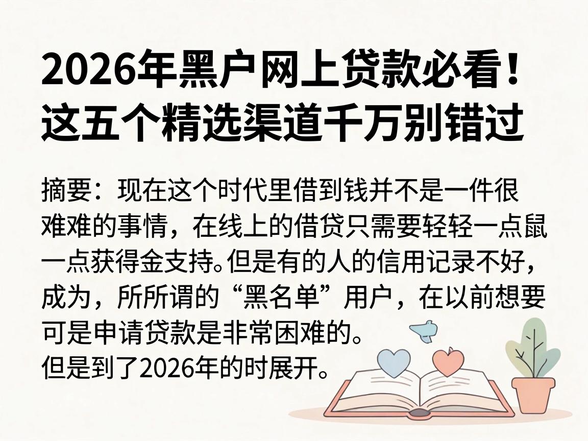 2026年黑户网上贷款必看!这五个精选渠道千万别错过