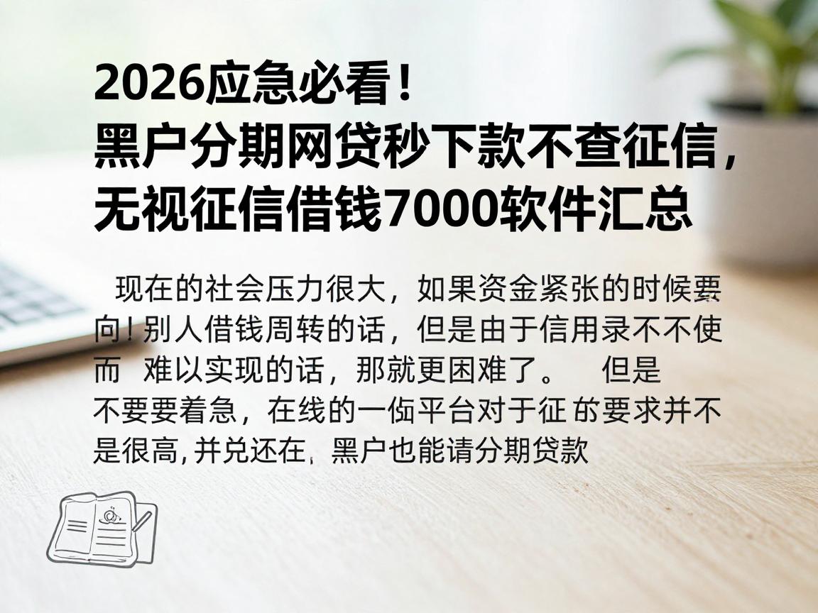 2026应急必看!黑户分期网贷秒下款不查征信,无视征信借钱7000软件汇总