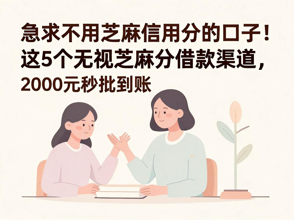 急求不用芝麻信用分的口子!这5个无视芝麻分借款渠道,2000元秒批到账