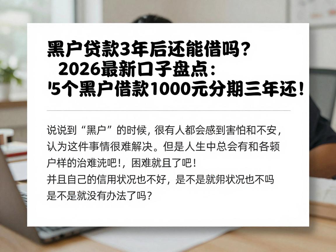 黑户贷款3年后还能借吗?2026最新口子盘点:这5个黑户借款1000元分期三年还!