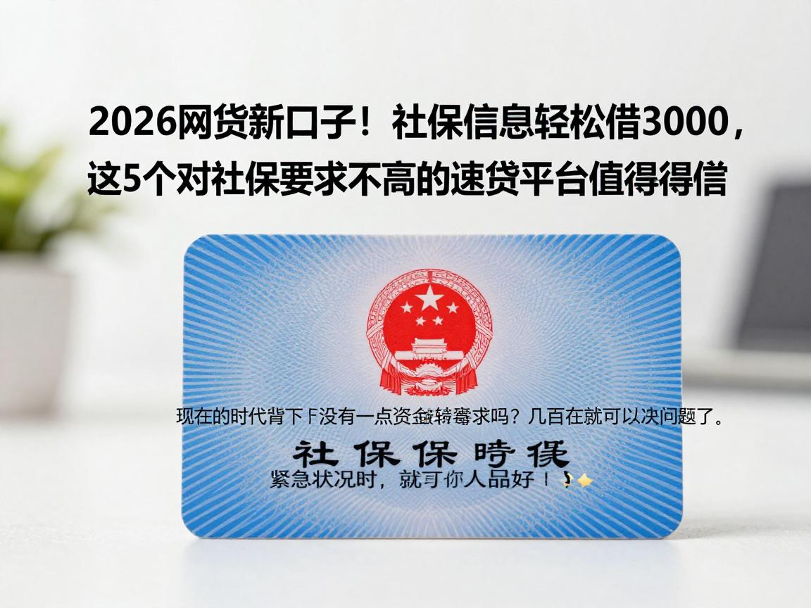 2026网贷新口子!社保信息轻松借3000,这5个对社保要求不高的速贷平台值得一试