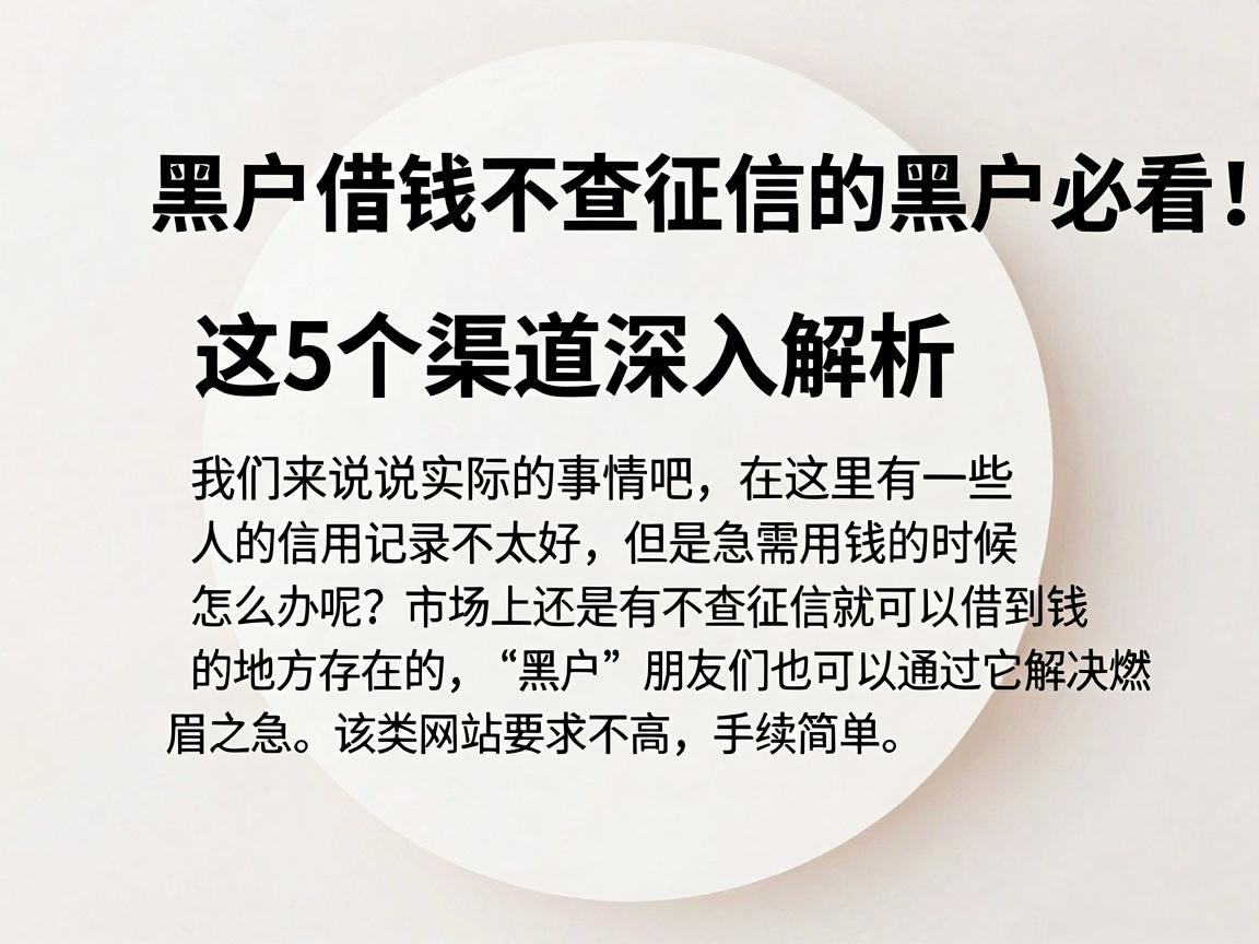黑户借钱不查征信的黑户必看!这5个渠道深入解析