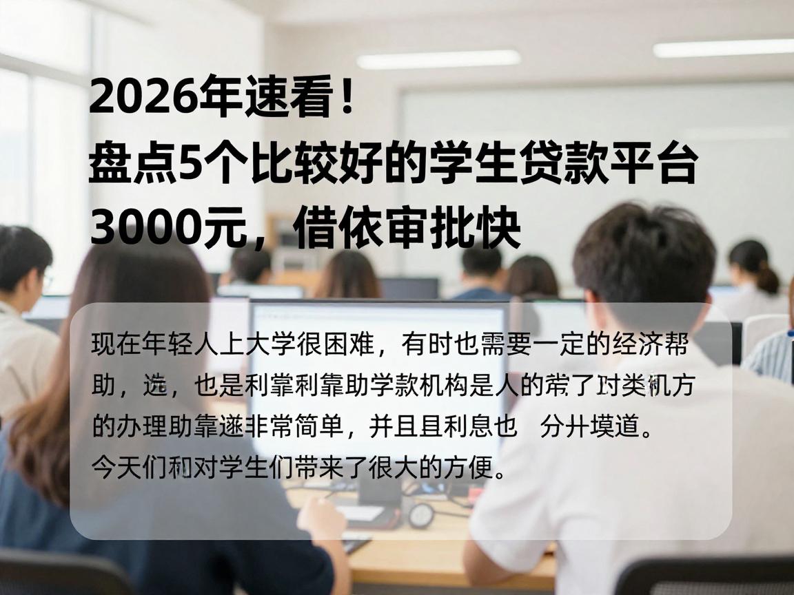 2026年速看！盘点5个比较好的学生贷款平台，3000元借款审批快