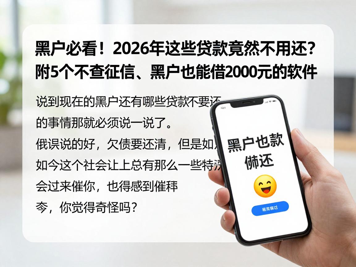 黑户必看！2026年这些贷款竟然不用还？附5个不查征信、黑户也能借2000元的软件