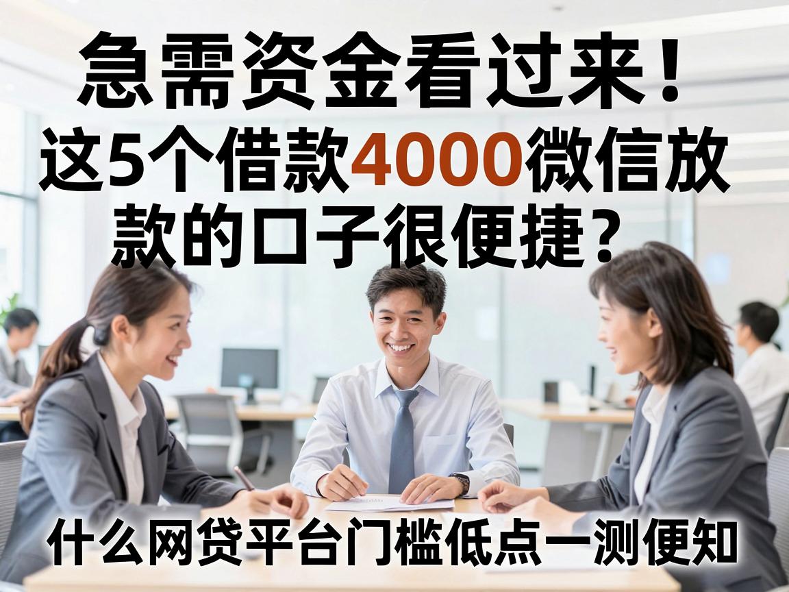 急需资金看过来!这5个借款4000微信放款的口子很便捷,什么网贷平台门槛低点一测便知