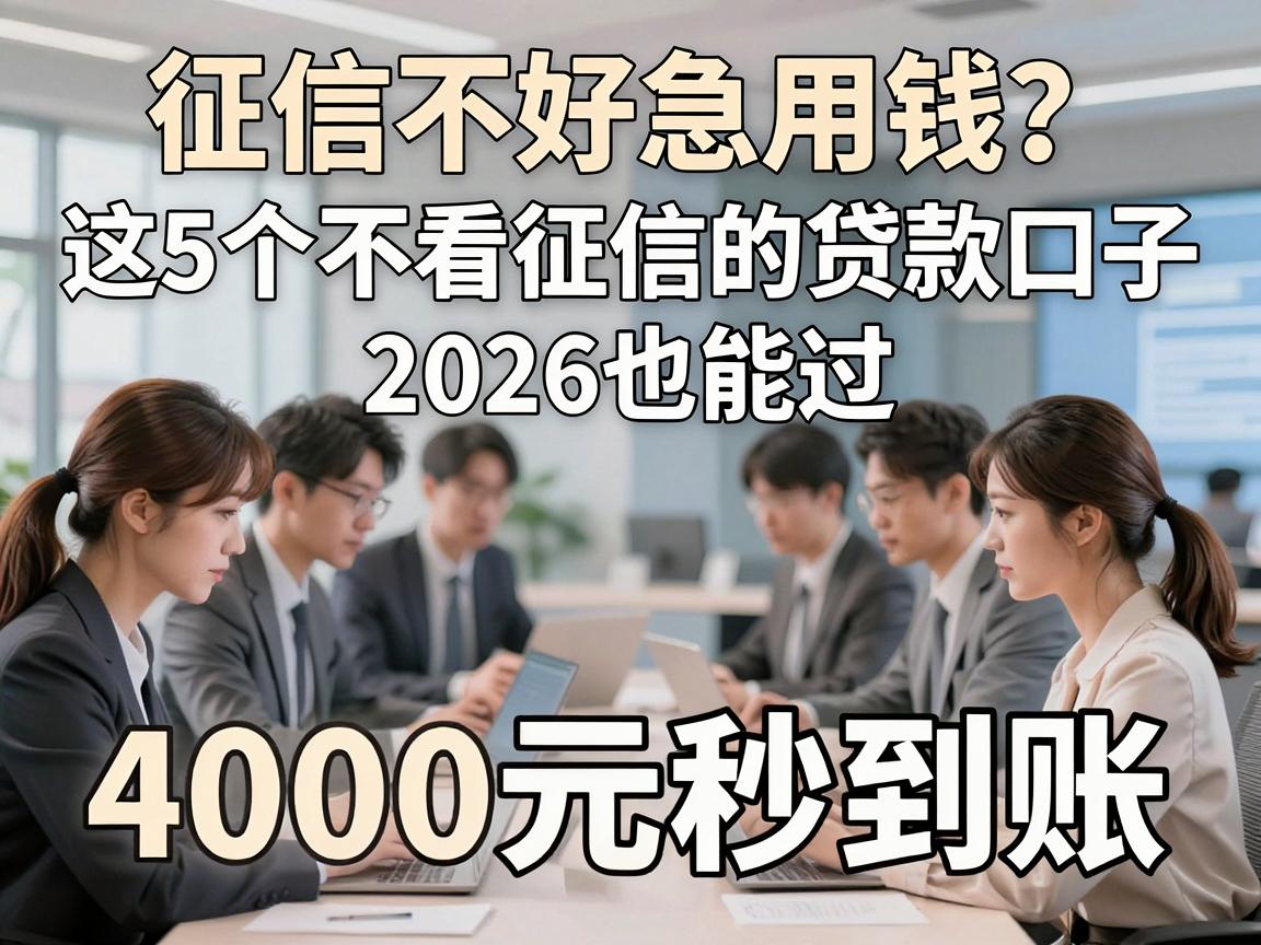 征信不好急用钱?这5个不看征信的贷款口子2026也能过,4000元秒到账!