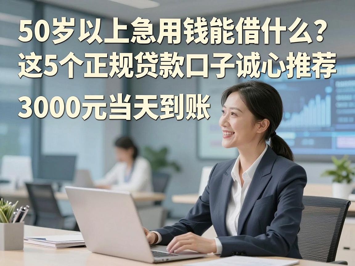 50岁以上急用钱能借什么？这5个正规贷款口子诚心推荐，3000元当天到账！