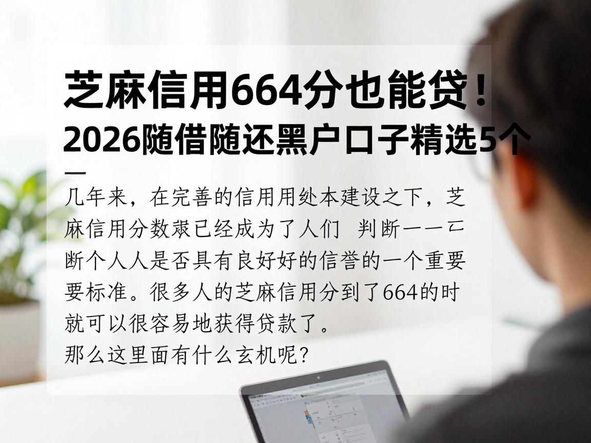 芝麻信用664分也能贷！2026随借随还黑户口子精选5个