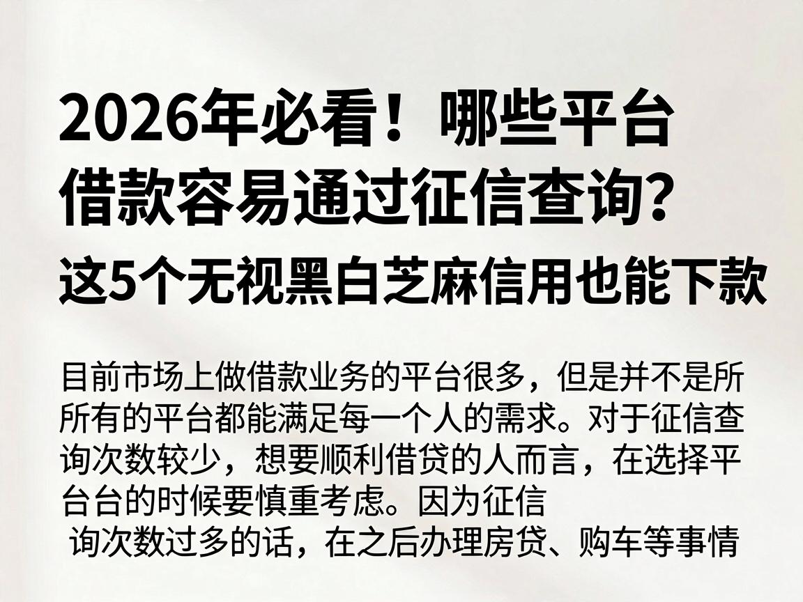 2026年必看!哪些平台借款容易通过征信查询?这5个无视黑白芝麻信用也能下款